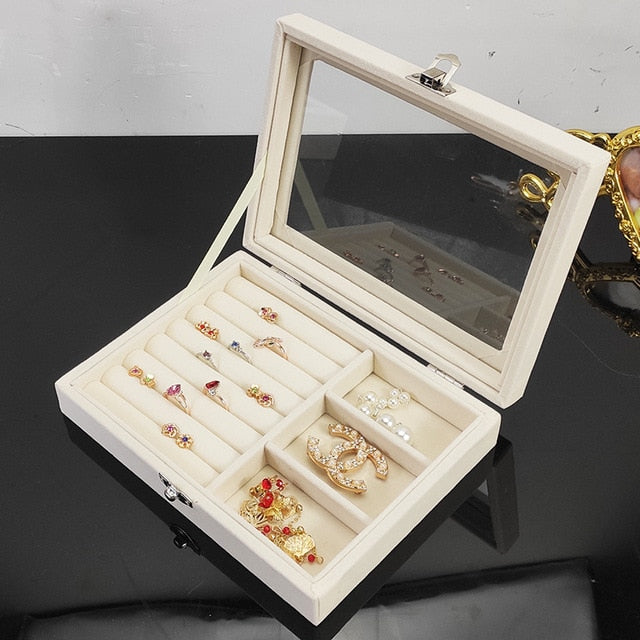 Portable Velvet Jewelry Organizer Box
