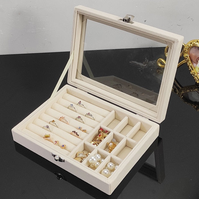 Portable Velvet Jewelry Organizer Box