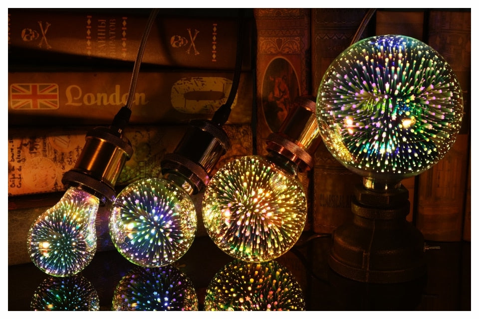3D LED Light Bulb Fireworks Holiday Decor