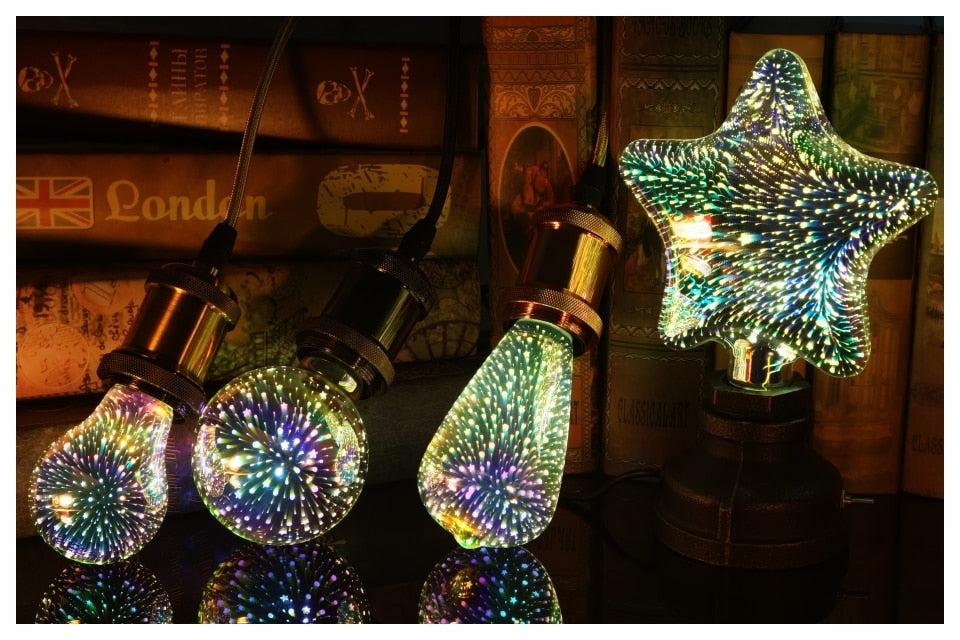 3D LED Light Bulb Fireworks Holiday Decor