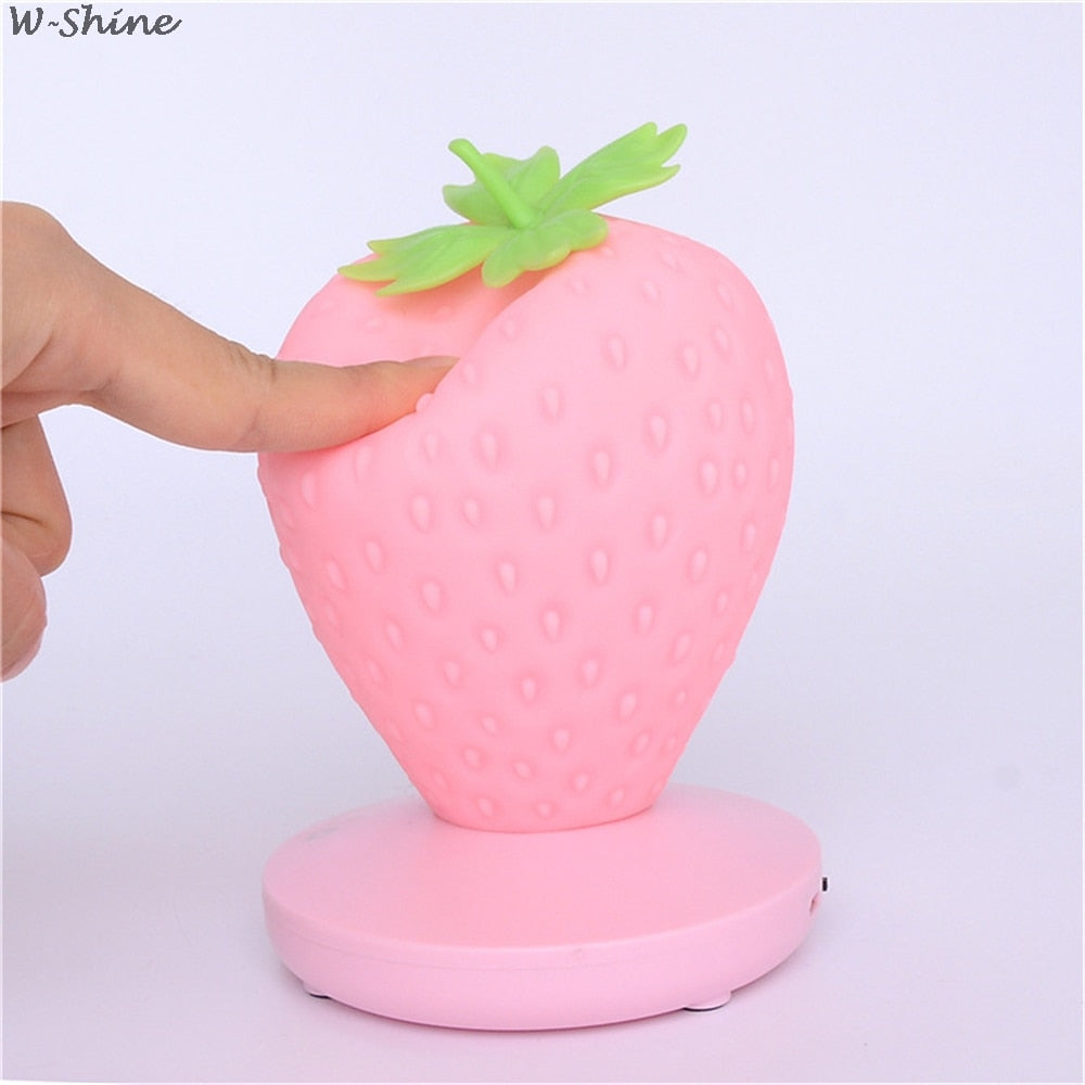 Touch Dimmable LED Night Light Silicone Strawberry Decor