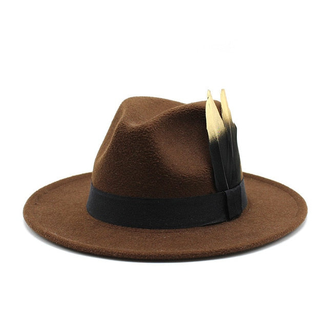 Wool Women Feather Fedora Hat