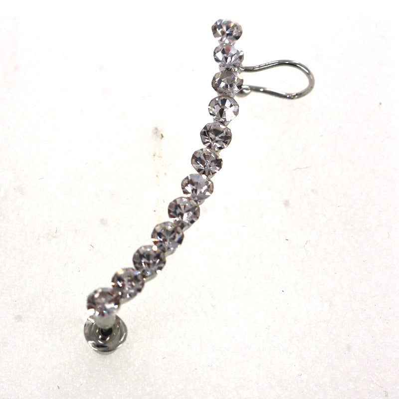 1pc Zircon Long Clip Crystal Wrap Ear Cuff