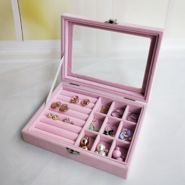 Portable Velvet Jewelry Organizer Box