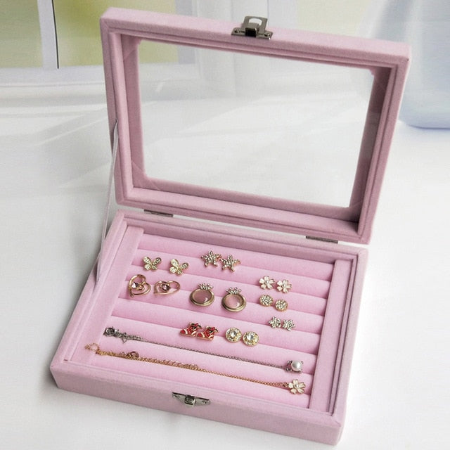 Portable Velvet Jewelry Organizer Box