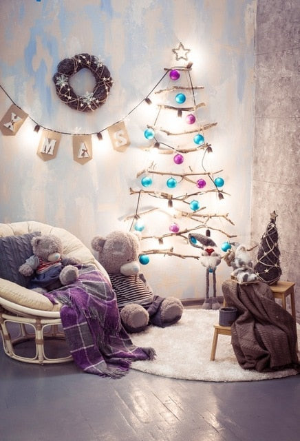 Gray Chic Wall Winter Christmas Photo Background Backdrop