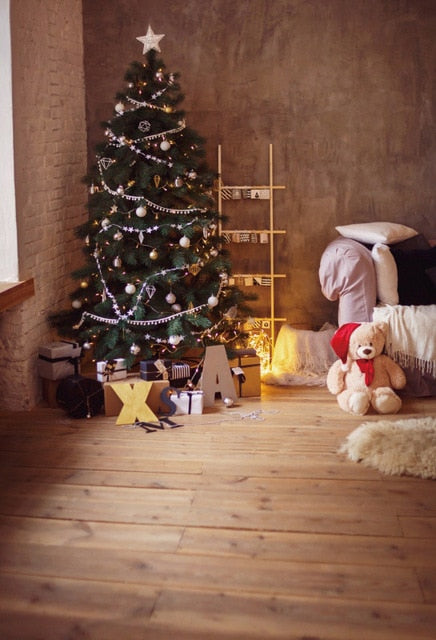 Gray Chic Wall Winter Christmas Photo Background Backdrop