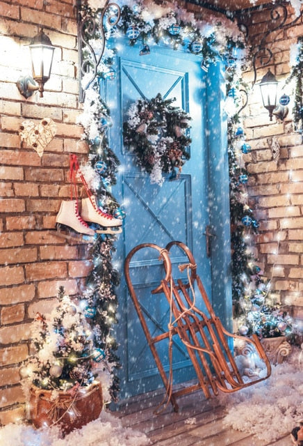 Gray Chic Wall Winter Christmas Photo Background Backdrop