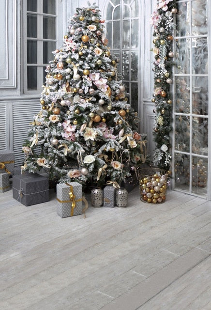 Gray Chic Wall Winter Christmas Photo Background Backdrop
