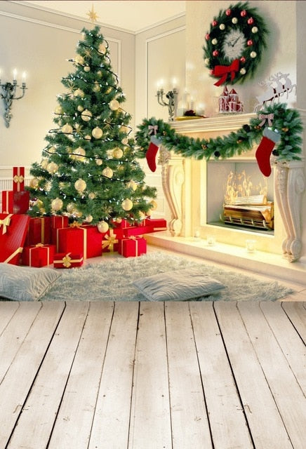 Gray Chic Wall Winter Christmas Photo Background Backdrop