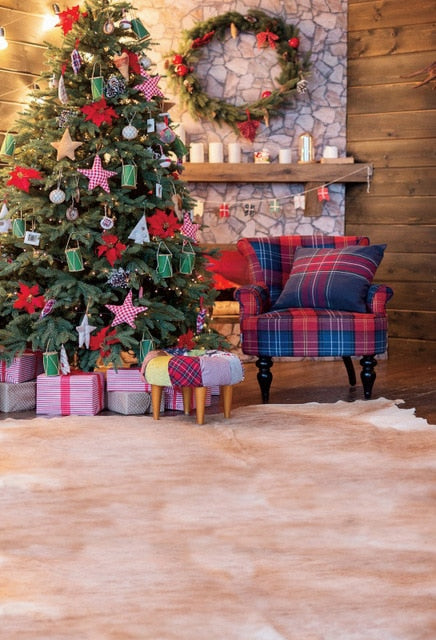 Gray Chic Wall Winter Christmas Photo Background Backdrop
