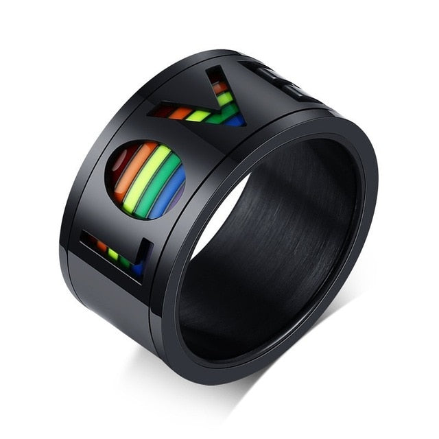 Rainbow Stainless Steel LGBT Pride Ring