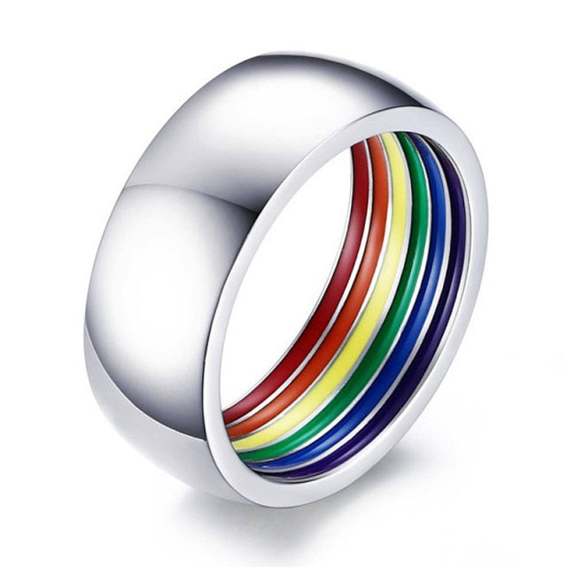 Rainbow Stainless Steel LGBT Pride Ring