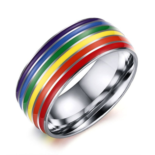 Rainbow Stainless Steel LGBT Pride Ring