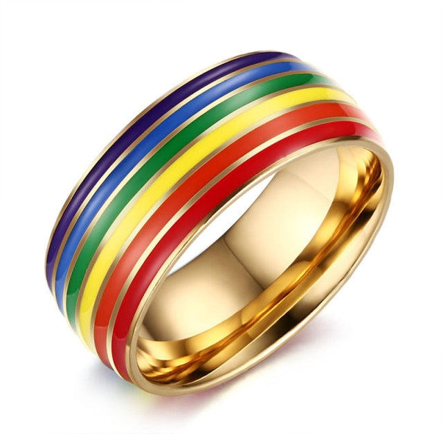 Rainbow Stainless Steel LGBT Pride Ring