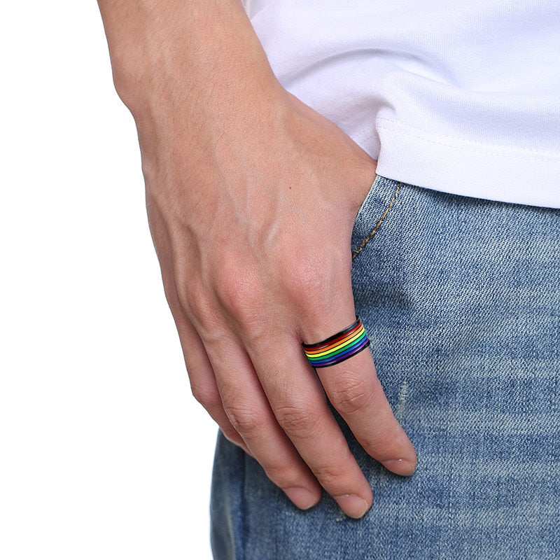 Rainbow Stainless Steel LGBT Pride Ring