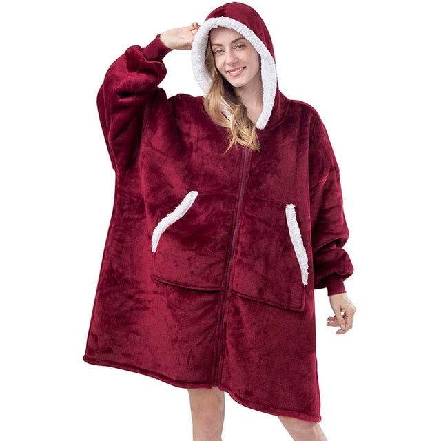 Oversized Hoodie Sweatshirt Winter Fleece Giant TV Blanket