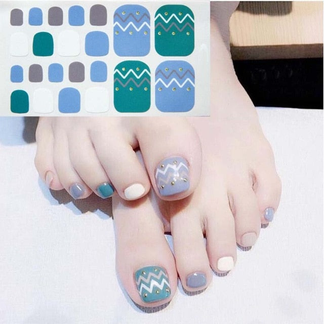 Toe Nail Sticker Glitter Full Cover Decal Strip