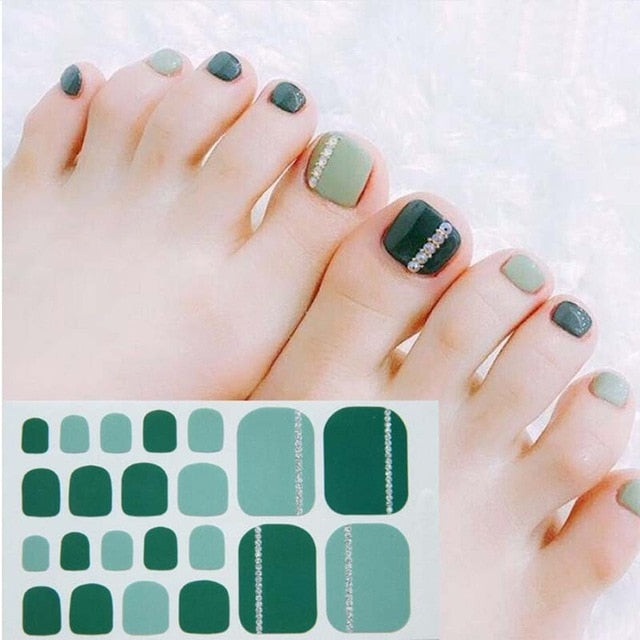 Toe Nail Sticker Glitter Full Cover Decal Strip