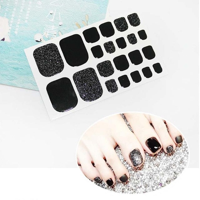 Toe Nail Sticker Glitter Full Cover Decal Strip
