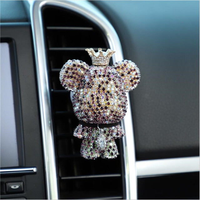 Bear Crown Rhinestone Car Fragrance Clip