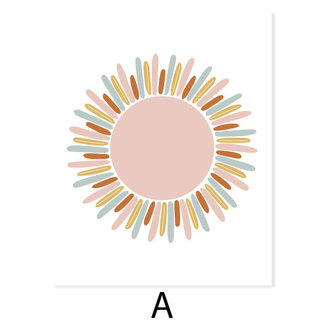 Boho Pink Rainbow Clouds You Are My Sunshine Nursery Poster