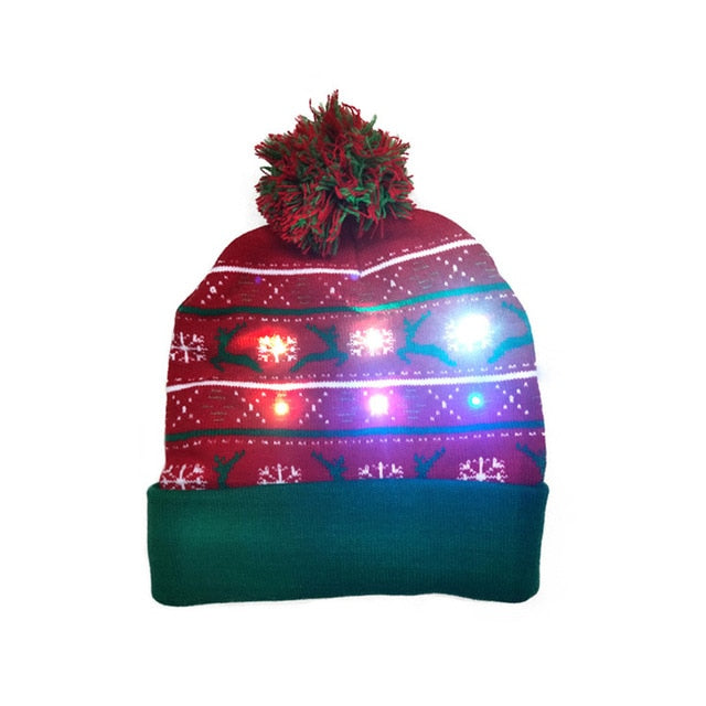 LED Knitted Christmas Hat Beanie Light Up Warm Hat