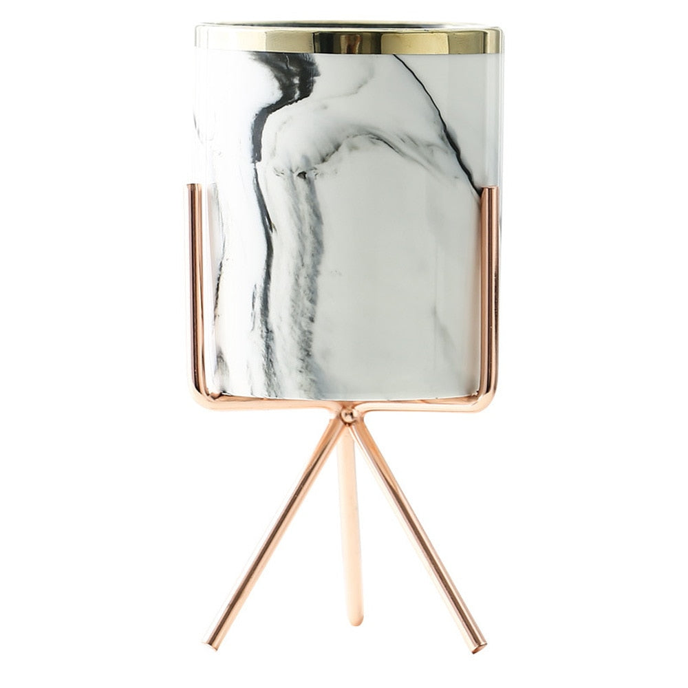 Marble Pattern Ceramic and Iron Art Vase