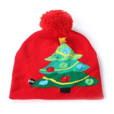 LED Knitted Christmas Hat Beanie Light Up Warm Hat