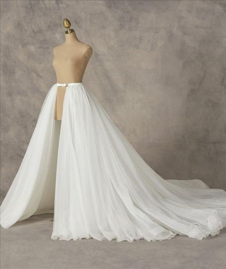 Removable Bridal Custom Tulle Skirt Long Train