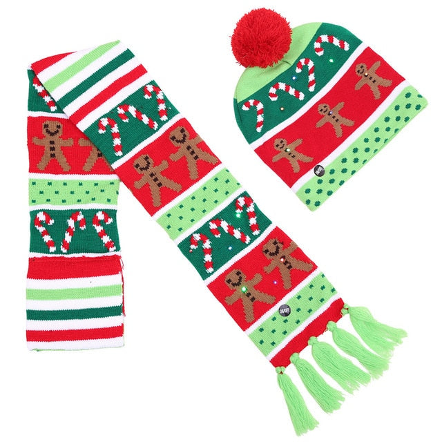 LED Knitted Christmas Hat Beanie Light Up Warm Hat