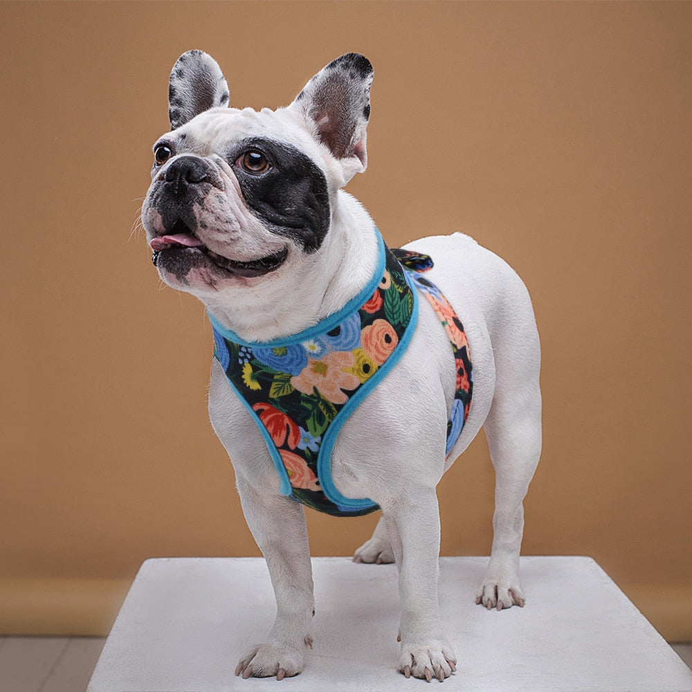 Tropical Flowers Printed Adjustable Pet Harness