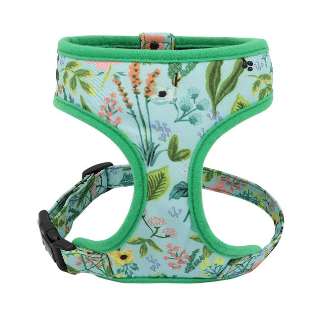 Tropical Flowers Printed Adjustable Pet Harness