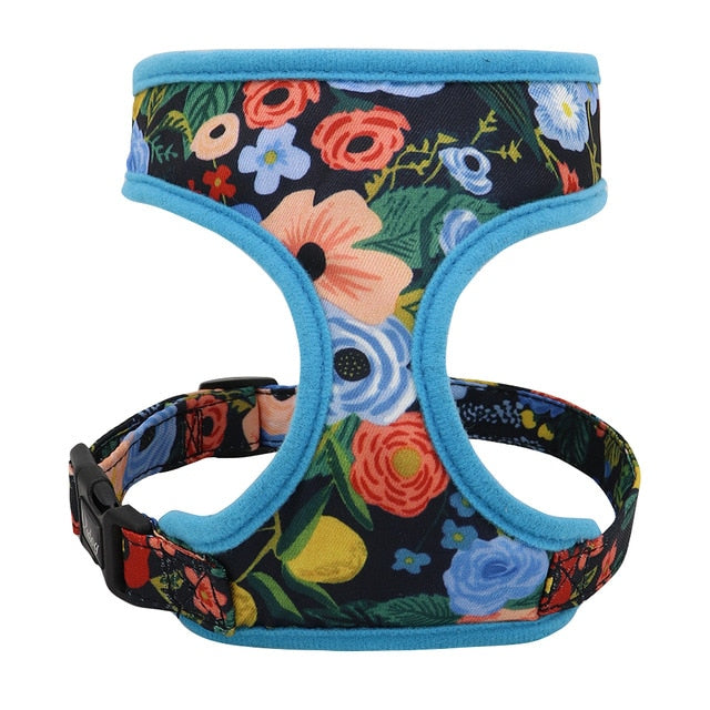 Tropical Flowers Printed Adjustable Pet Harness