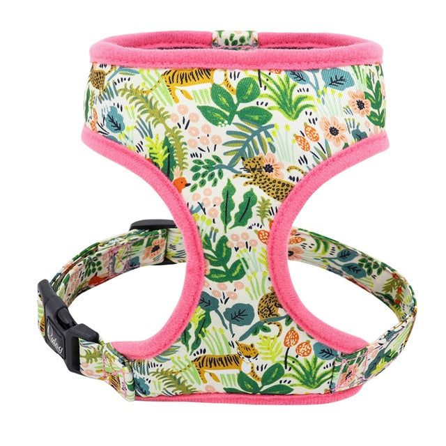 Tropical Flowers Printed Adjustable Pet Harness