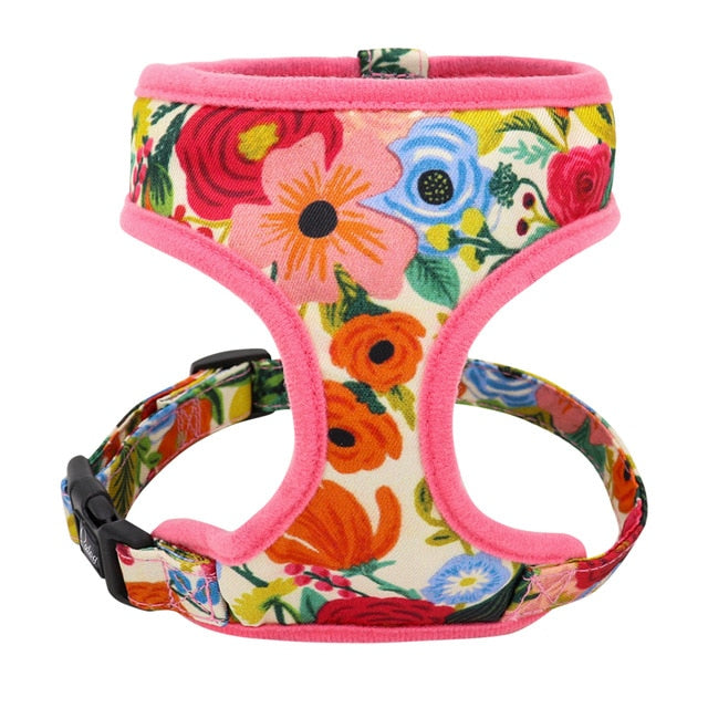 Tropical Flowers Printed Adjustable Pet Harness