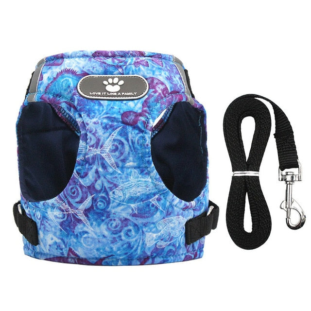 Dog Harness Vest Collar with Leash Set