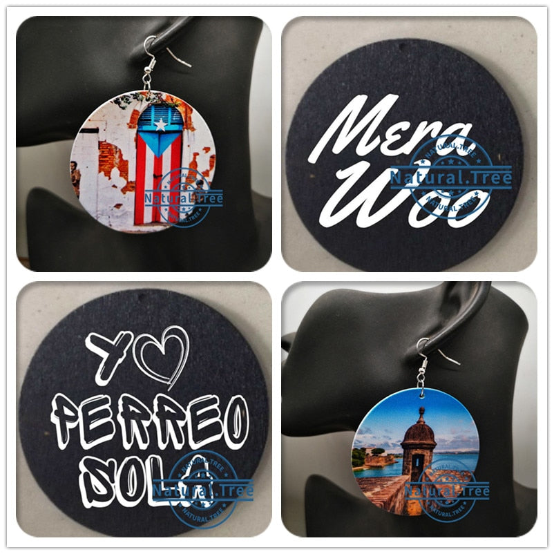 Puerto Rico Wooden Earrings