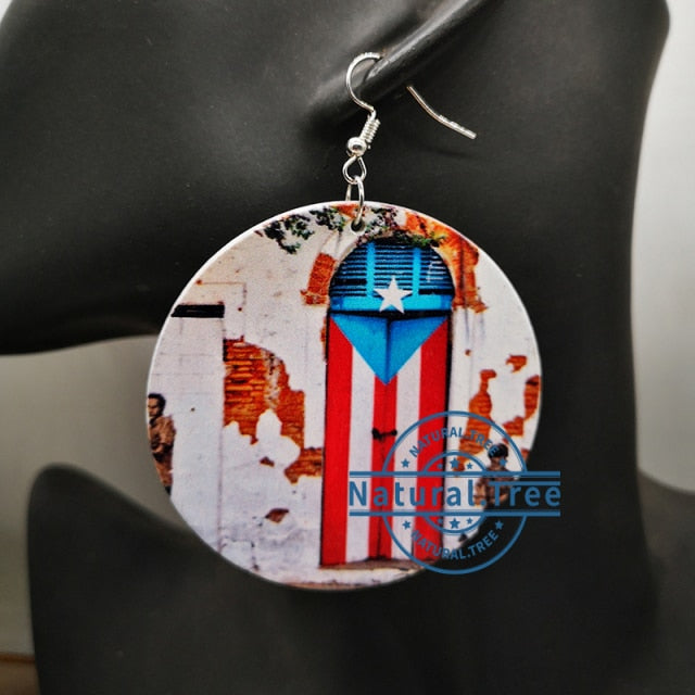 Puerto Rico Wooden Earrings