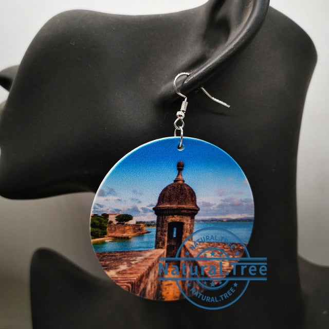 Puerto Rico Wooden Earrings