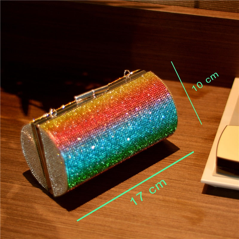 Rainbow Rhinestone Purse Evening Clutch
