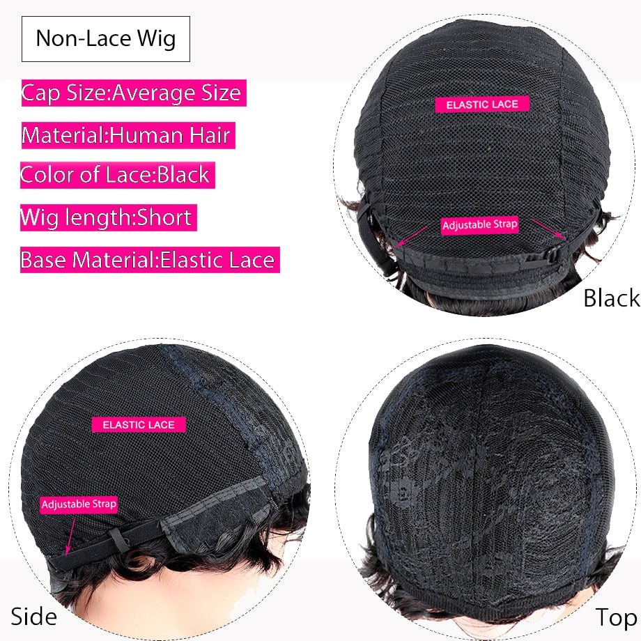 Black Body Wave Human Hair Wig With Bangs