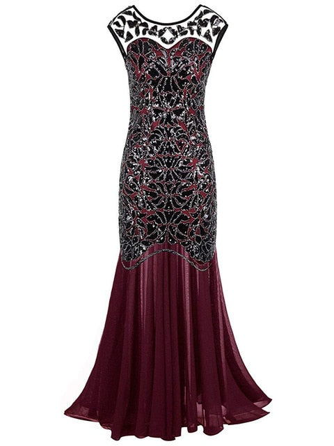 Fancy Sequins Beading Long Evening Dress