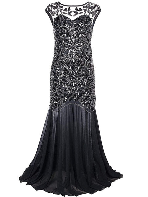 Fancy Sequins Beading Long Evening Dress