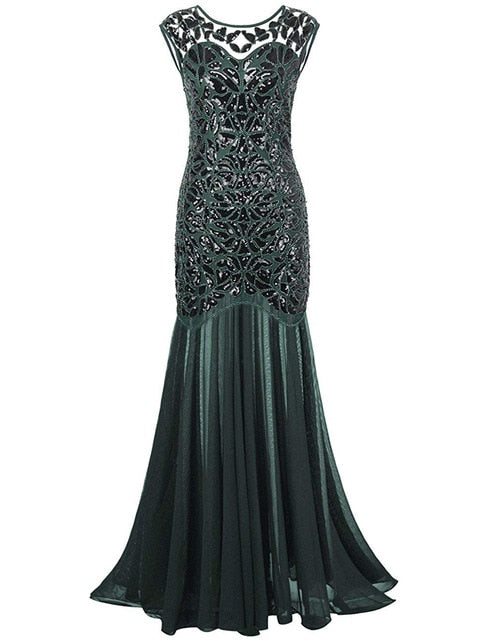 Fancy Sequins Beading Long Evening Dress