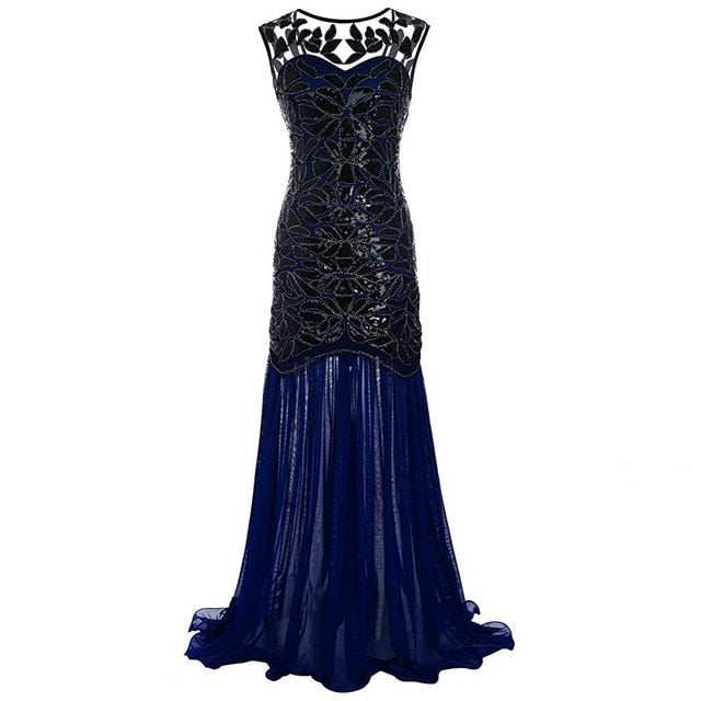 Fancy Sequins Beading Long Evening Dress