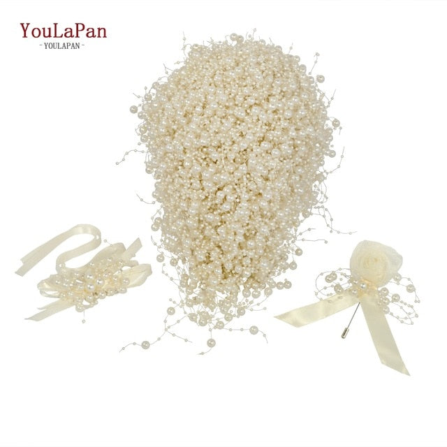 Pearls Ivory White Wedding Waterfall Bouquet