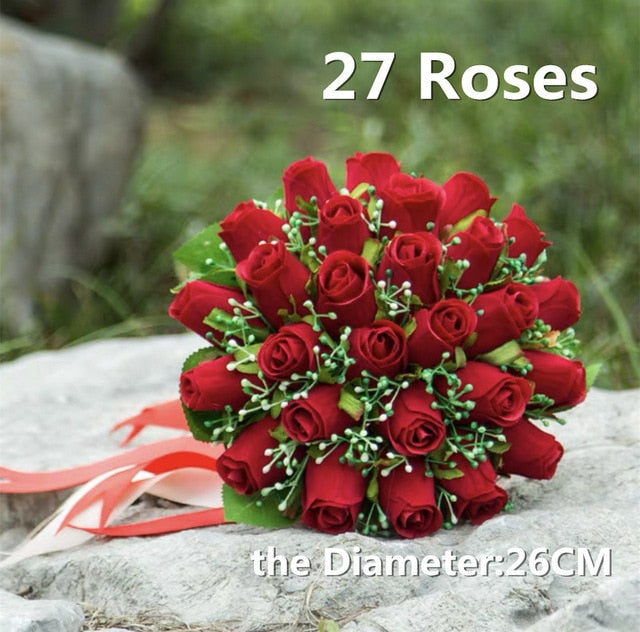 Red Roses Wedding Artificial Flower Bouquet