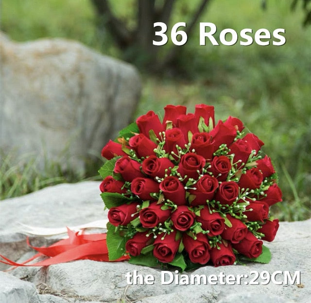 Red Roses Wedding Artificial Flower Bouquet