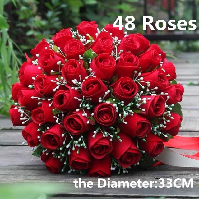 Red Roses Wedding Artificial Flower Bouquet